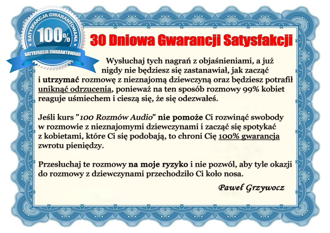 gwarancja 100 rozmów audio na moje ryzyko